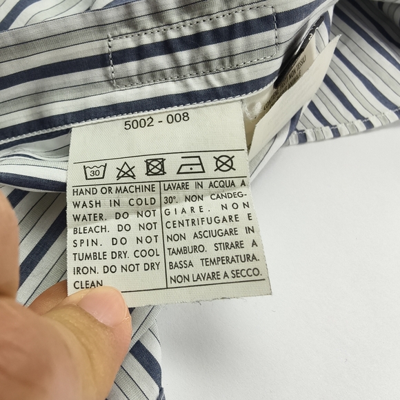 Salvatore Ferragamo Italy Luxury Striped Dress Shirt Blue & White Classic - Picture 13 of 13